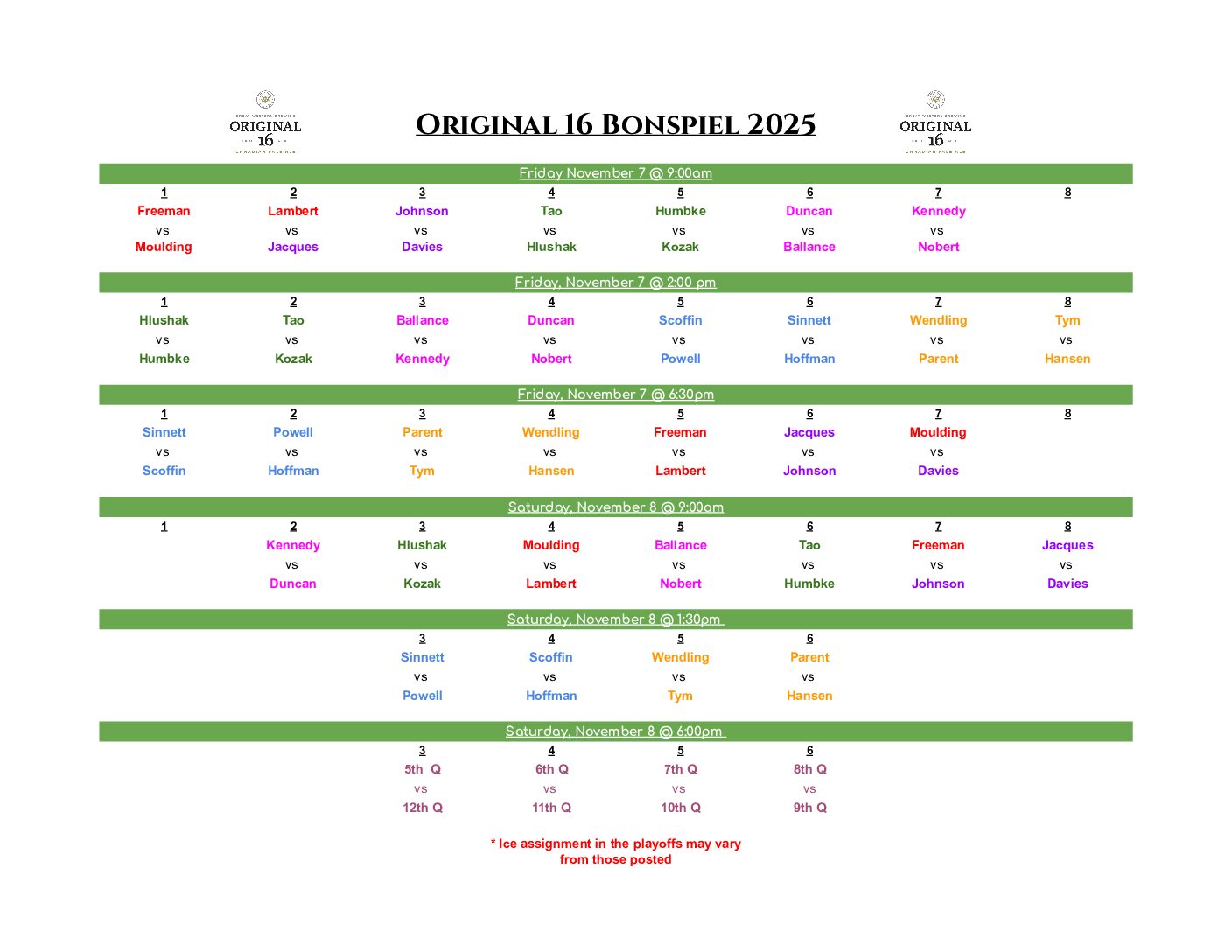 Original 16 Bonspiel 2025 - Google Sheets